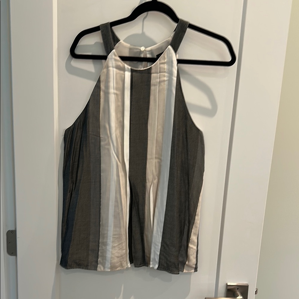 Striped Halter Neck Top - Black White, Cream